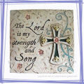"The lord is my strengh and song" wall tile for home and garden ornament